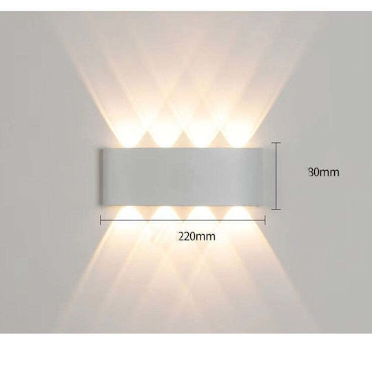 Wall Mounted Light Flippy Interior Exterior Moisture Resistant 8 W Warm Light Aluminum White 22x8 Cm