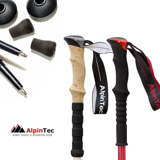 AlpinPro Сгъваеми Трекинг бастуни Алуминиеви 2 броя Черен