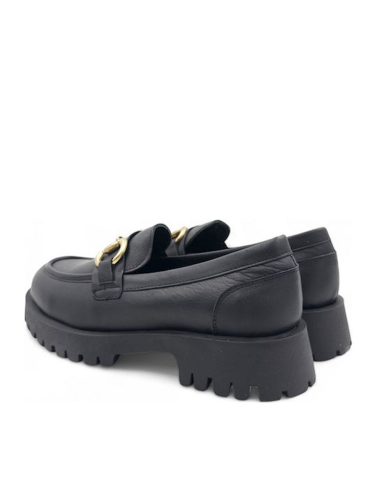 Δερμάτινα Γυναικεία Loafers σε Μαύρο Χρώμα