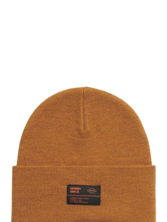 Superdry Surplus Beanie Beanie with Rib Knit in Brown color