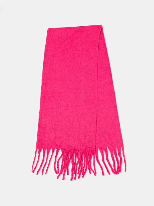 Unifarbener Schal mit Fransen Fuchsia Fuchsia