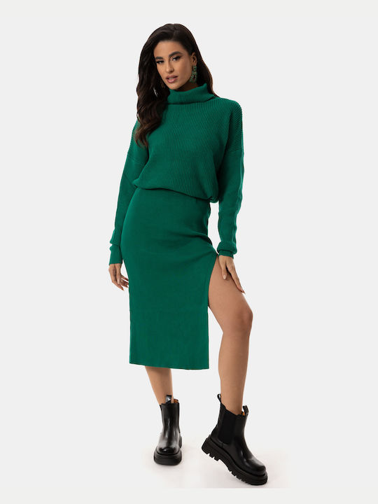 Knit Sweater Skirt Set Green Green