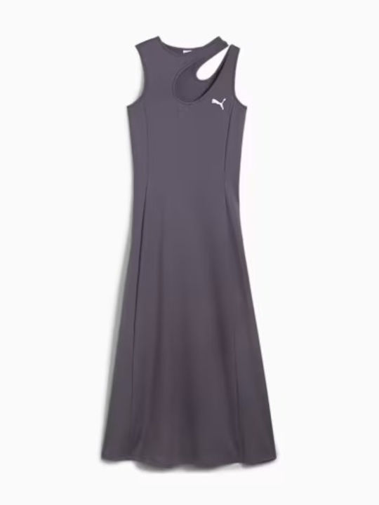 Summer Maxi Athletic Sleeveless Dress Galactic Grey