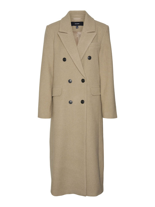Wolle Damen Brown Mantel mit Knöpfen