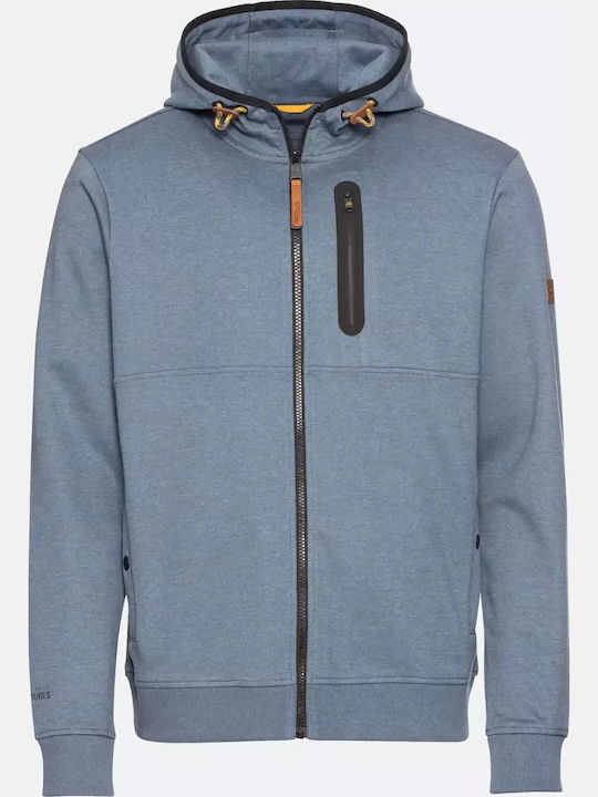 Men's Cardigan with Buttons and Hood Blue