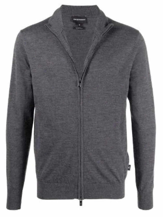 Emporio Armani Men's Knitted Cardigan with Zipper Grey