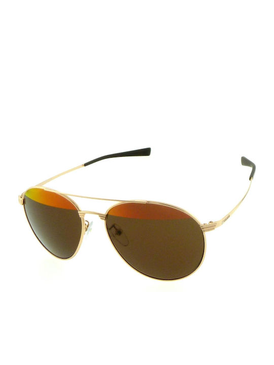 Police Sunglasses with Gold Metal Frame and Brown Lens S8953V 0300