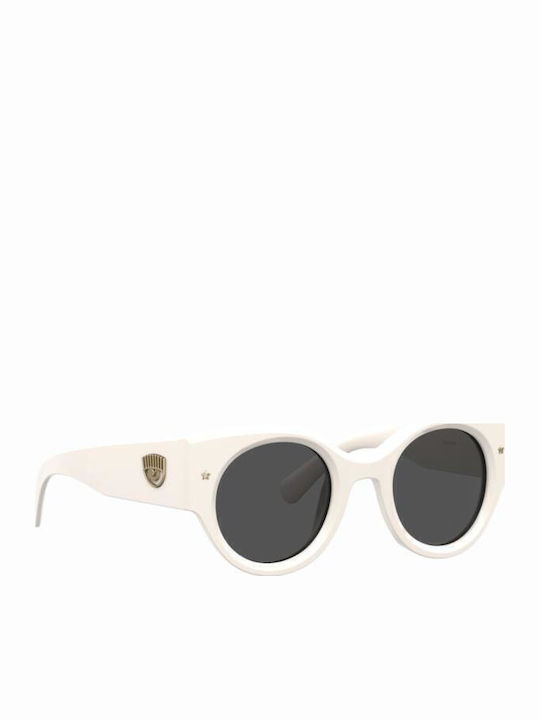Chiara Ferragni Women's Sunglasses with White Plastic Frame and Gray Lens CF 7024/S VK6/IR
