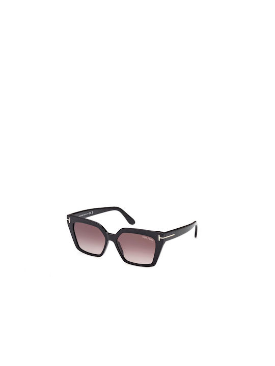 Tom Ford Women's Sunglasses with Black Plastic Frame and Brown Gradient Lens TF1030 012