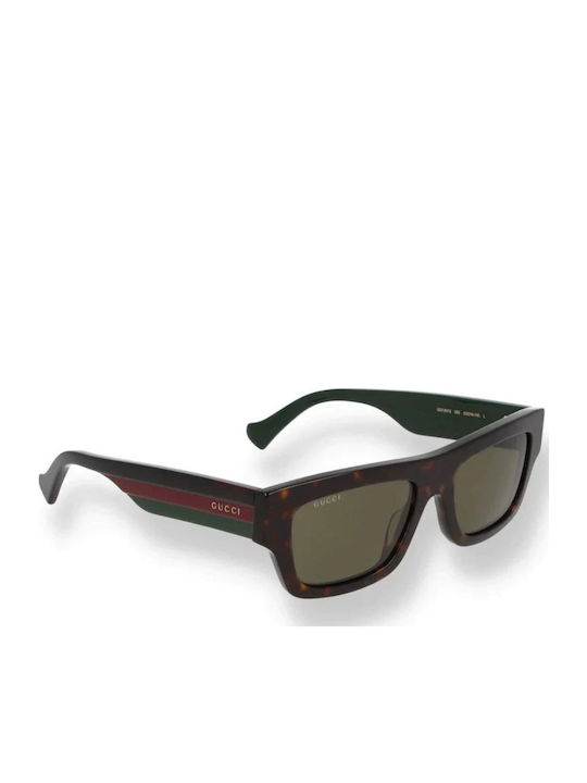 Gucci Unisex Sonnenbrille mit Braun Schildkröte Kunststoff Gestell und Grün Linse GG1301S 002