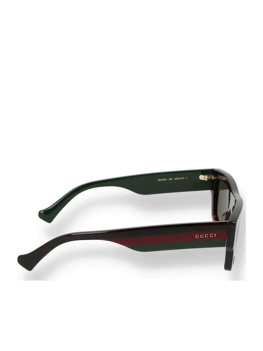 Gucci Unisex Sonnenbrille mit Braun Schildkröte Kunststoff Gestell und Grün Linse GG1301S 002