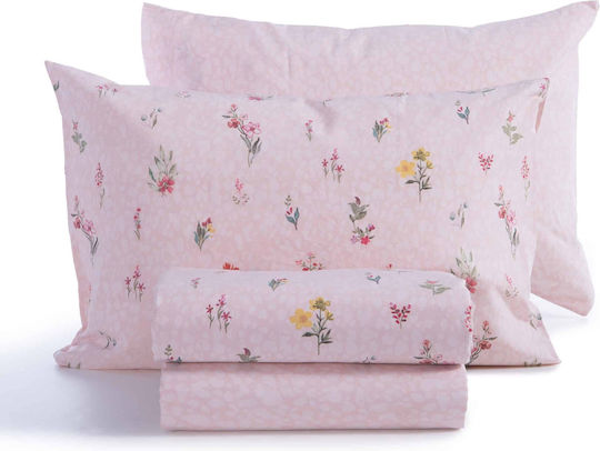 Nef-Nef Homeware Сет Чаршафи с Ластик 270x270+35см. Plant Розов 4бр