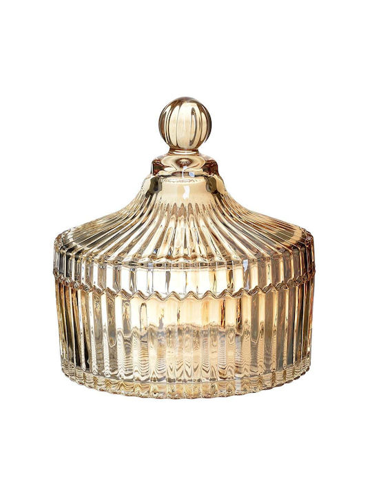 Glass Sweet Jar with Lid Yellow 16x15cm