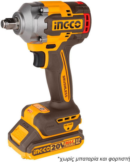 Ingco CIWLI20401 Μπουλονόκλειδο Μπαταρίας 20V Solo με Υποδοχή 1/2"