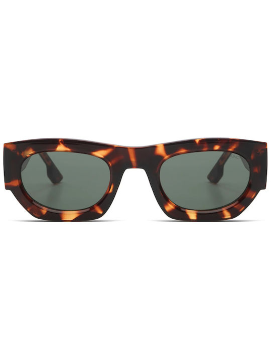 Komono Alpha Havana Women's Sunglasses with Brown Tartaruga Plastic Frame and Green Lens KOM-S9352