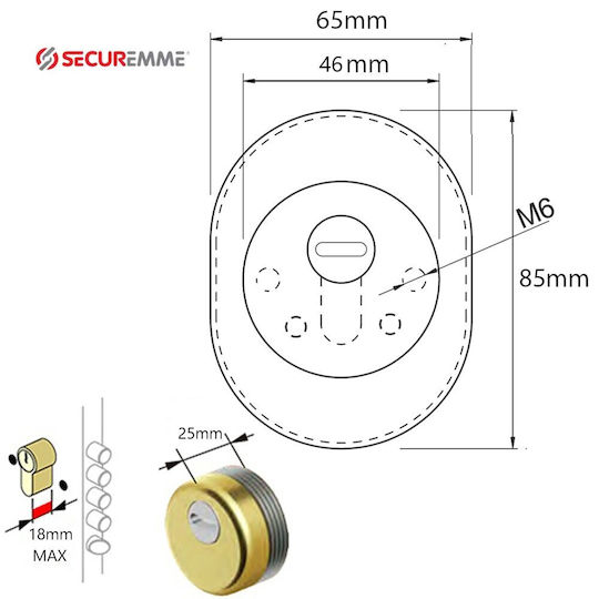 Securemme Defender Lock Armoured Door Black