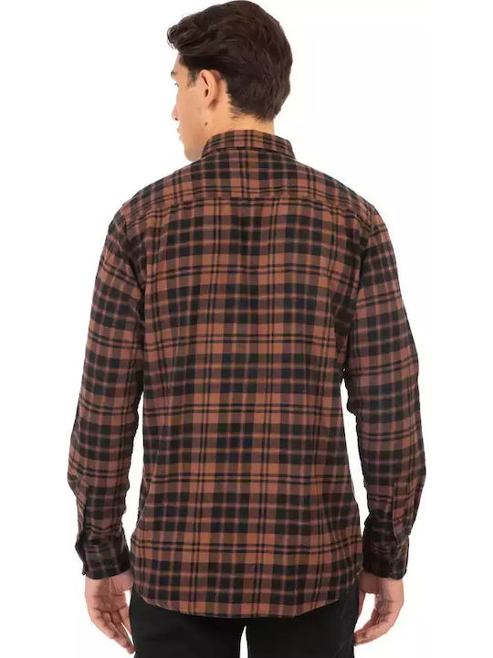 Cămașă Flanelată cu Mâneci Lungi, Regular Fit, în Carouri Negru Maro