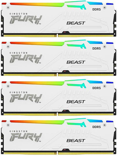 Kingston Fury Beast RGB 128GB DDR5 RAM με 4 Modules (4x32GB) και Ταχύτητα 5200 για Desktop