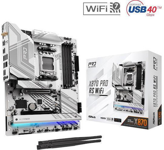 ASRock X870 Pro RS WiFi Motherboard ATX με AMD AM5 Socket 90-MXBQ00-A0UAYZ