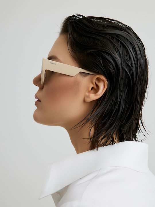 Komono Kim Women's Sunglasses with Beige Horn-Rimmed Frame and Gray Lenses