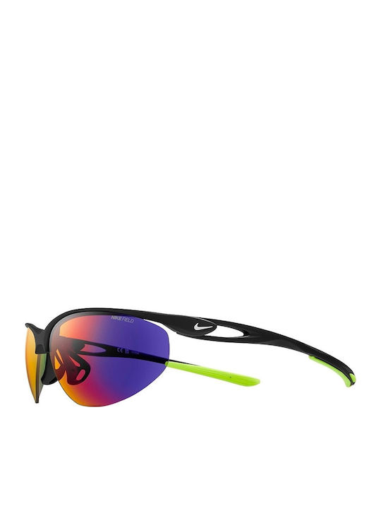 Nike Aerial E Unisex Sunglasses with Black Plastic Frame and Blue Mirror Lens DZ7353-011