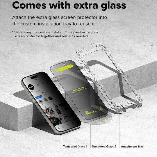 Ringke Privacy Tempered Glass 2τμχ (iPhone 15 Plus / 16 Plus)
