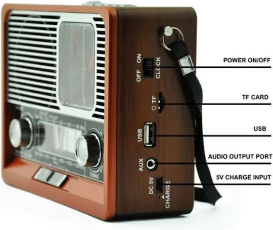 105716 Retro Rechargeable with Bluetooth and USB Red