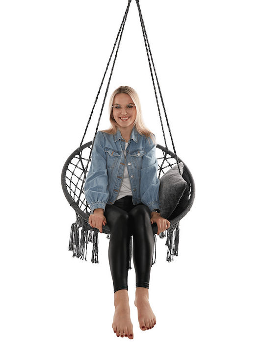 Leagăn suspendat fotoliu material textil Gri Rezistență până la 120kg L80xL80xH120cm