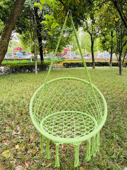 Hängende Garten & Veranda Schaukel Sessel Stoff Grün Belastbarkeit bis 120kg L80xB80xH120cm