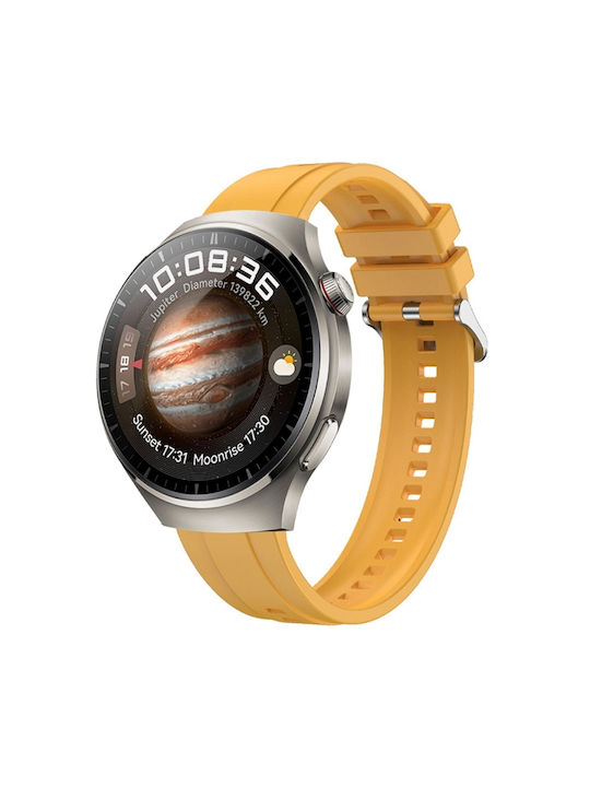 Huawei Watch 4 Tire Pattern Silver Silicone Strap Yellow