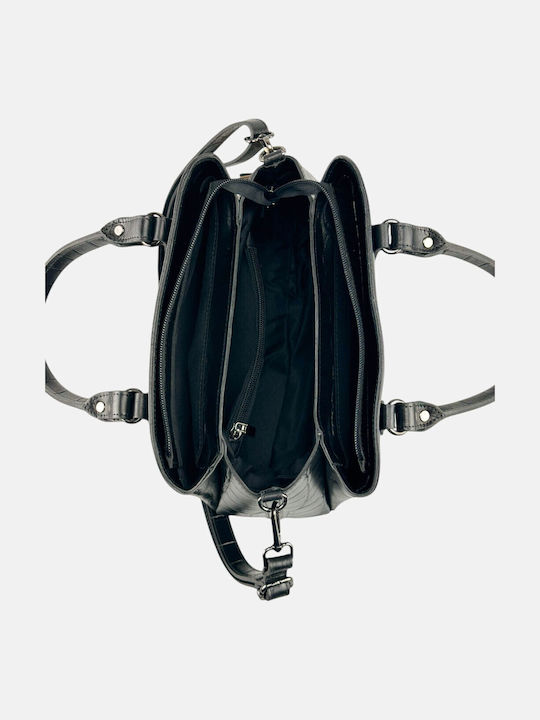Leder Damentasche Schultertasche Schwarz