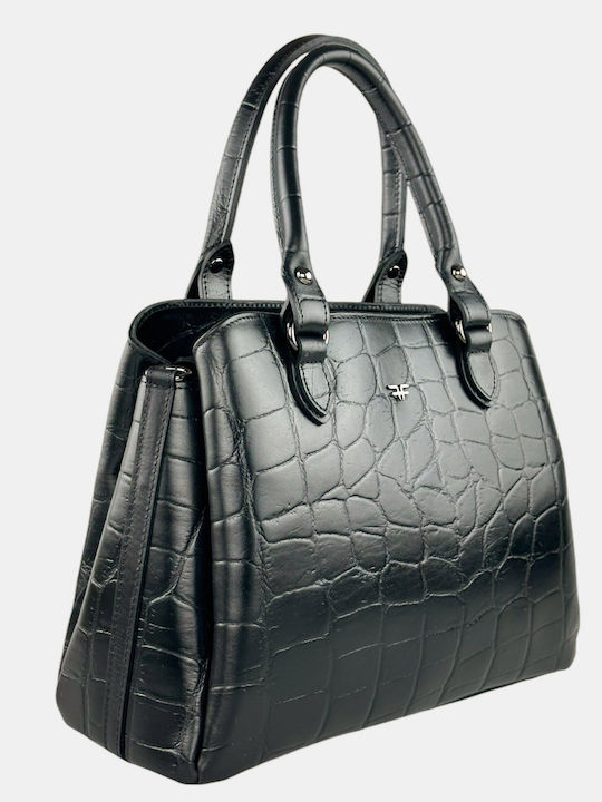 Leder Damentasche Schultertasche Schwarz