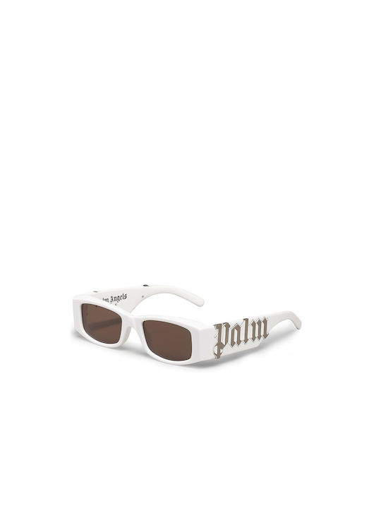 Palm Angels Sunglasses with White Plastic Frame and Gold Lens