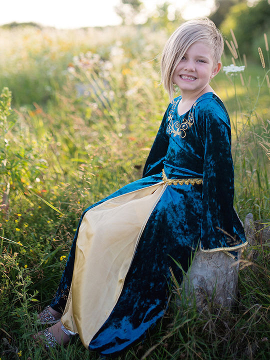 Kids Carnival Costume Queen Guinevere turquoise
