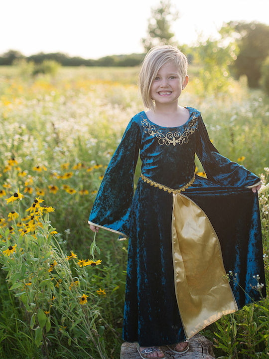 Kids Carnival Costume Queen Guinevere turquoise