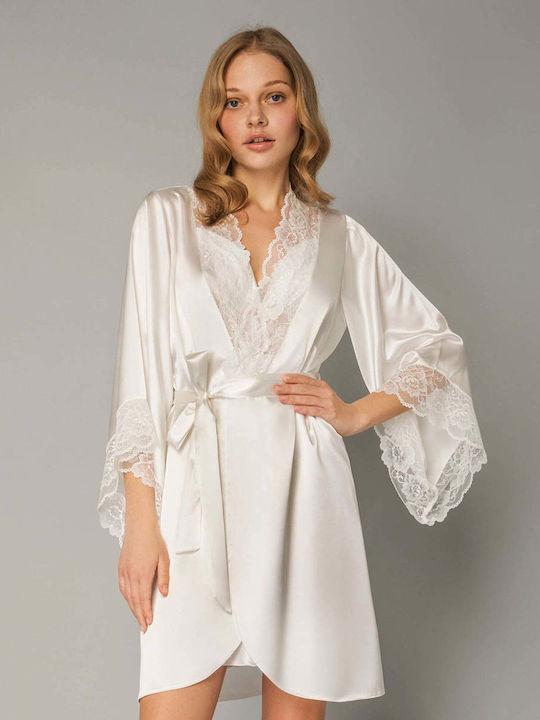 Milena by Paris Winter Bridal Women's Robe with Pajamas White 4178_5352SET-White