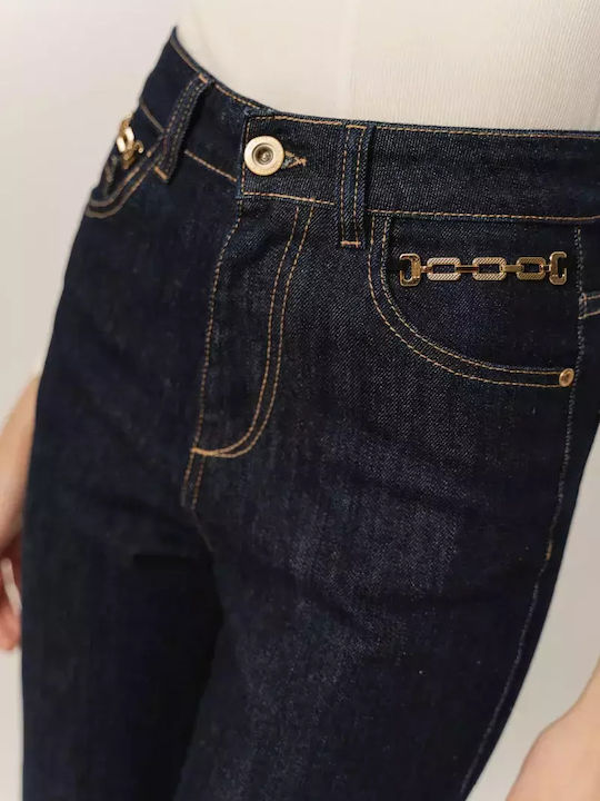 Hoch tailliert Damenjeans mit Rissen in Enger Passform D.K Blue Denim