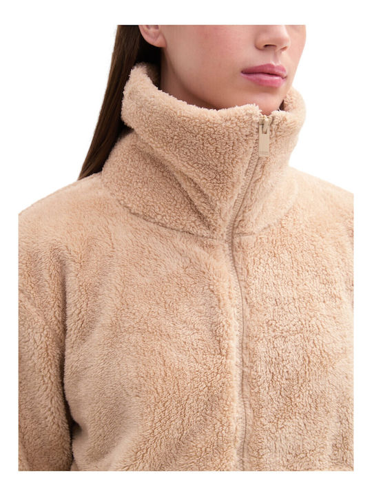 Teddy Women's Short Lifestyle Jacket for Winter Beige
