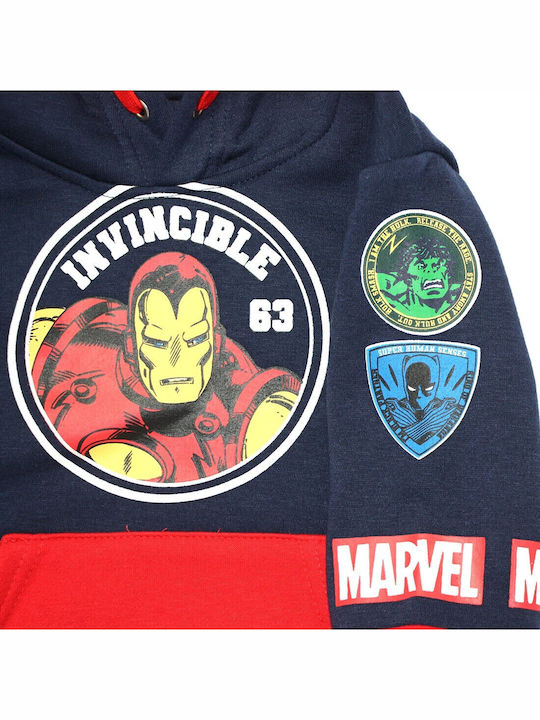 Kinder-Sweatshirt mit Kapuze und Taschen Navy, Dark Blue