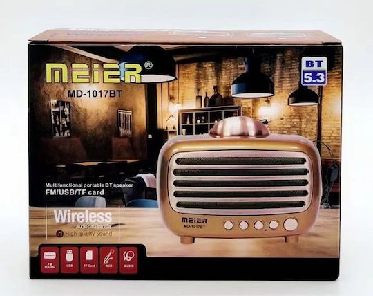 MD-1017 BT Retro Portable Radio Rechargeable with Bluetooth and USB Gold