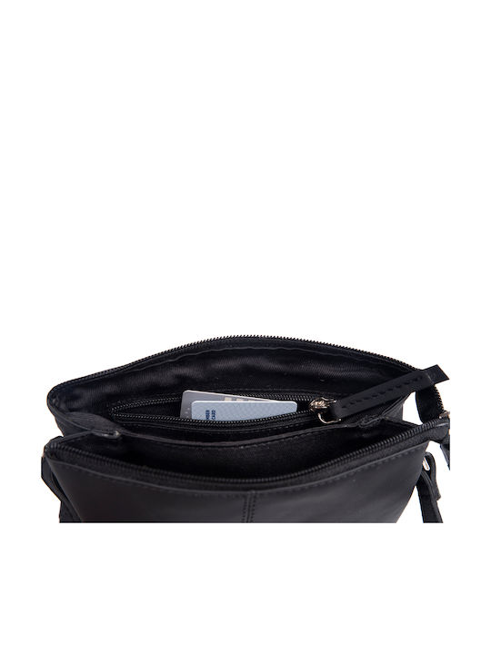 Leder Damentasche Schultertasche Schwarz