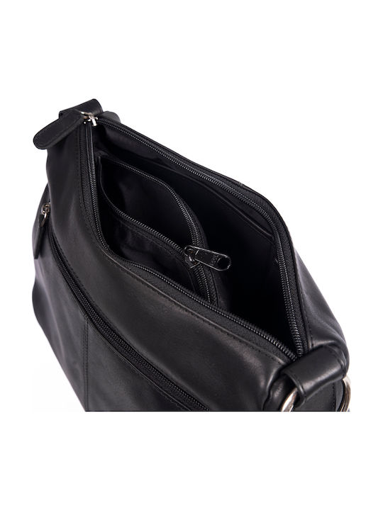 Leder Damentasche Schultertasche Schwarz