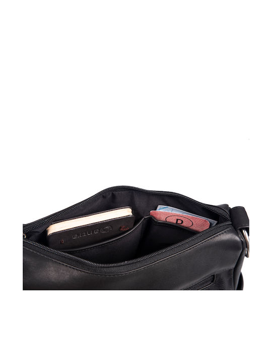 Leder Damentasche Schultertasche Schwarz