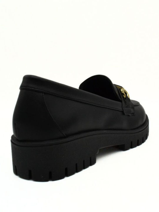 Δερμάτινα Γυναικεία Loafers σε Μαύρο Χρώμα