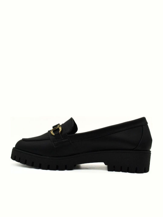 Δερμάτινα Γυναικεία Loafers σε Μαύρο Χρώμα
