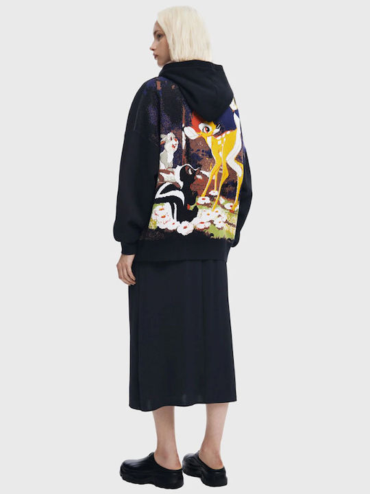 Bambi Long Women's Sweatshirt Hooded Black