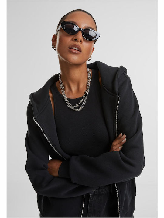 Women's Sweatshirt Jacket Hooded Black