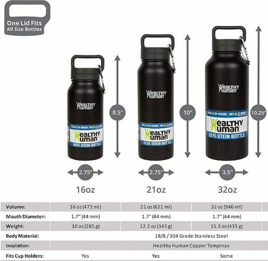 Healthy Human Stein Μπουκάλι Θερμός Ανοξείδωτο 621ml