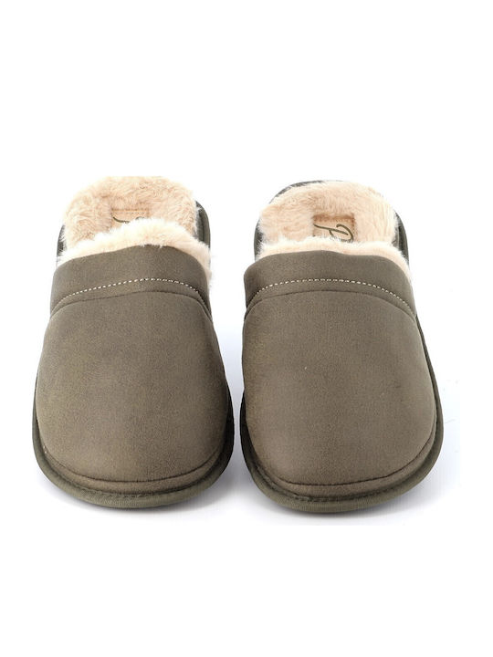 Herren Hausschuhe Mit Fell Khaki Anatomisch