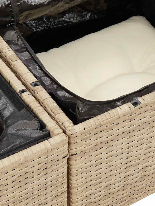 Corner Outdoor Sofa Rattan with Chest and Cushions 55x55x69cm
